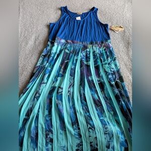 ONE WORLD Blue and Teal Midi Dress